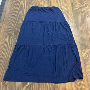 CYNTHIA ROWLEY Womens Navy Blue Tiered‎ Maxi Skirt Stretch Waist Size M 💙✨